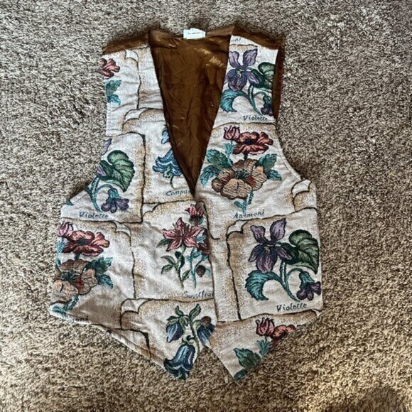 Vintage botanical floral tapestry vest - Picture 1 of 4